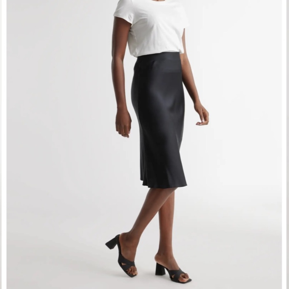 Quince black slip skirt